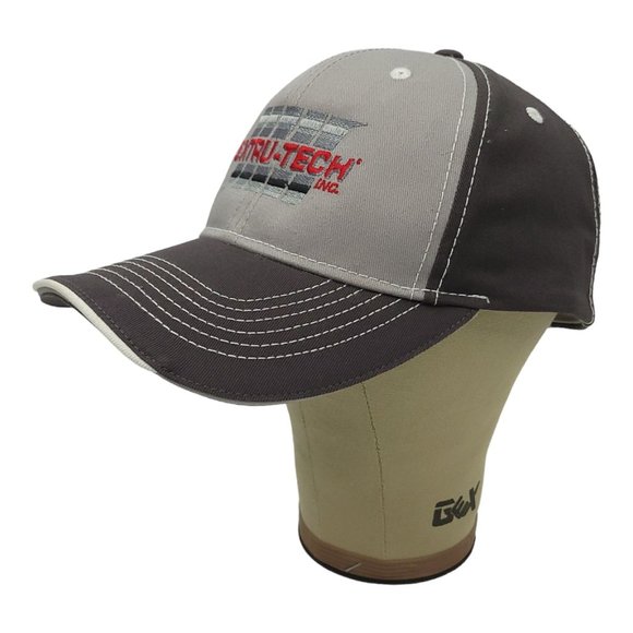 Extru Tech Strapback Cap Embroidered Patch Logo Trucker Baseball Hat Gray - Picture 2 of 12